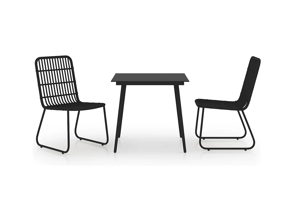 Timos  Ensemble à manger d'extérieur 3 pcs résine tressée et verre