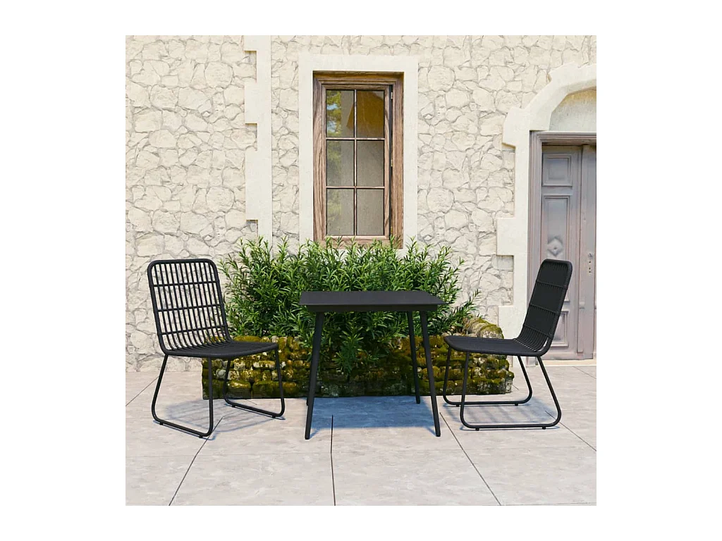 Timos  Ensemble à manger d'extérieur 3 pcs résine tressée et verre