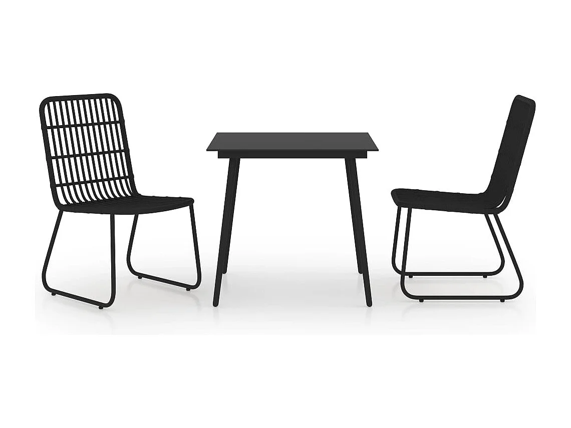 Timos  Ensemble à manger d'extérieur 3 pcs résine tressée et verre