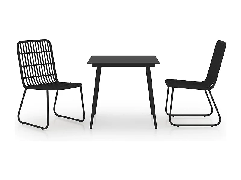 Timos  Ensemble à manger d'extérieur 3 pcs résine tressée et verre