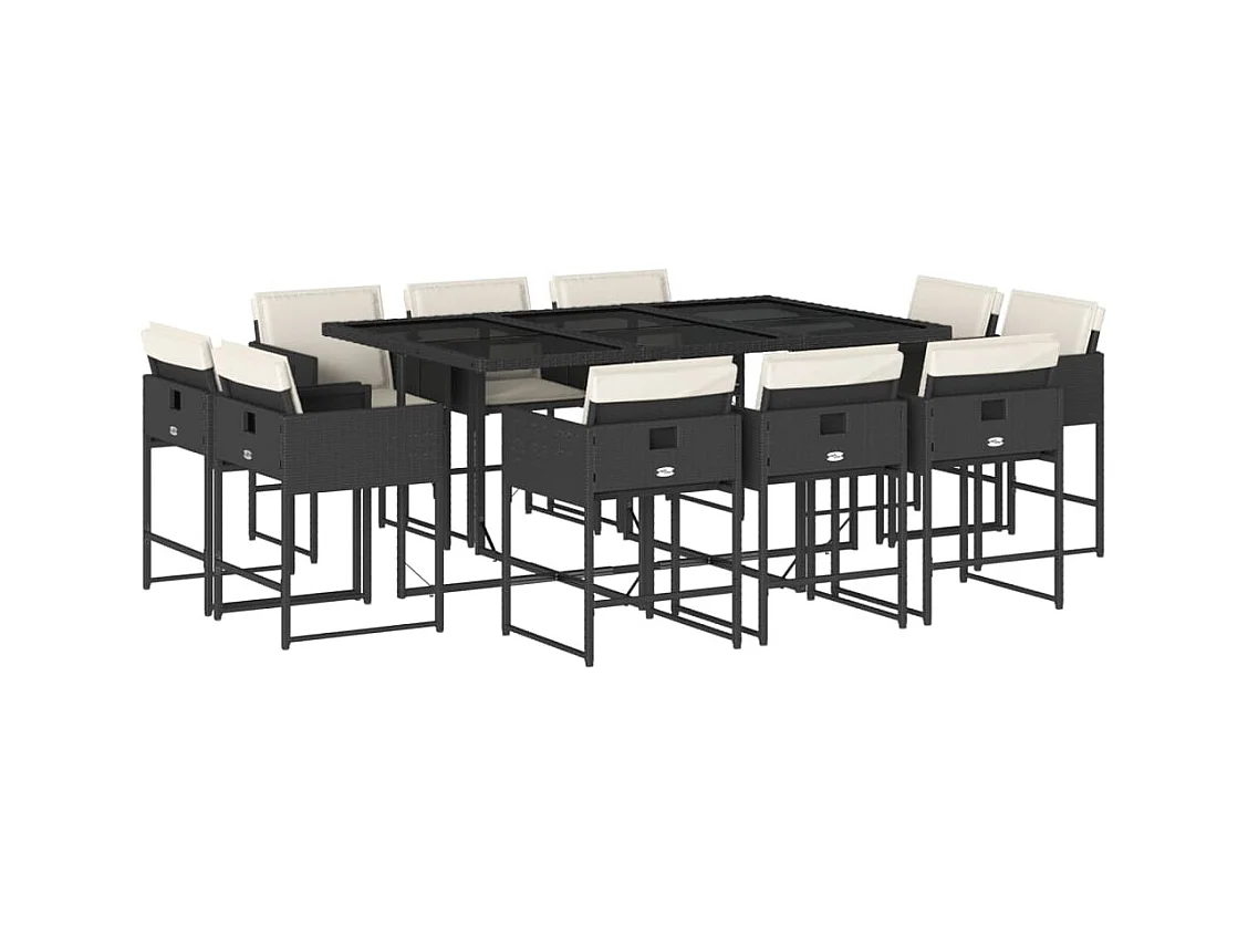 Brienne  11-delige Tuinset met kussens poly rattan zwart