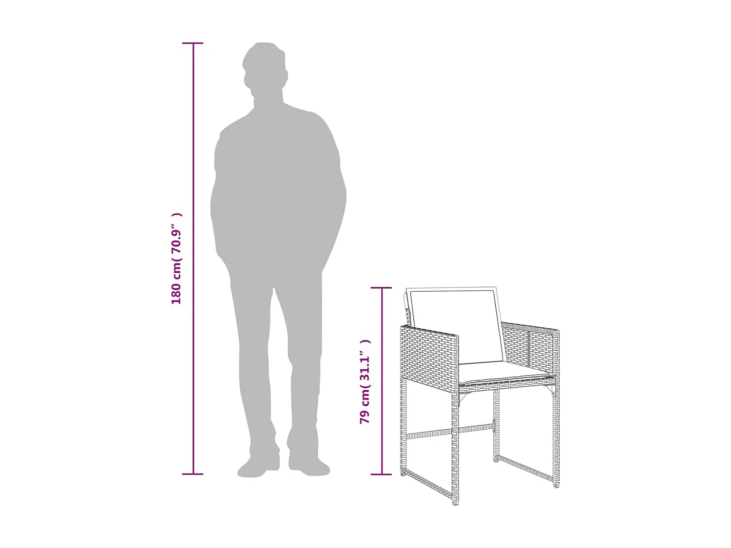 Brienne  Set de comedor jardín 11 pzas con cojines ratán sintético negro