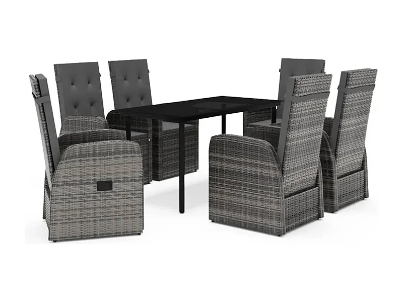 Grimfast  Ensemble à manger de jardin avec coussins 7 pcs Gris