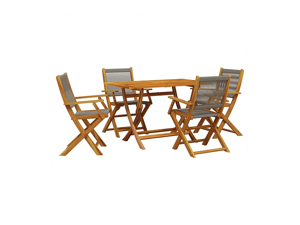Ingebeth  Ensemble à manger de jardin 5pcs gris polypropylène bois massif