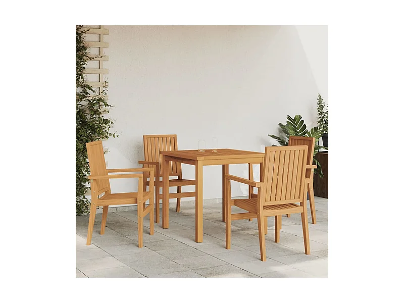 Garden Furniture -  Ensemble à manger de jardin 5pcs Bois de teck massif