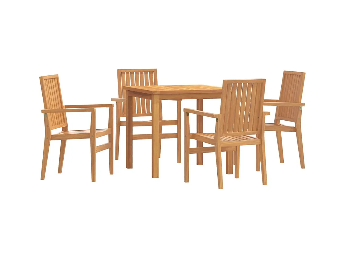 Garden Furniture -  Ensemble à manger de jardin 5pcs Bois de teck massif