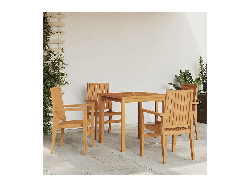 Garden Furniture -  Juego de comedor para jardín 5 piezas madera maciza de teca