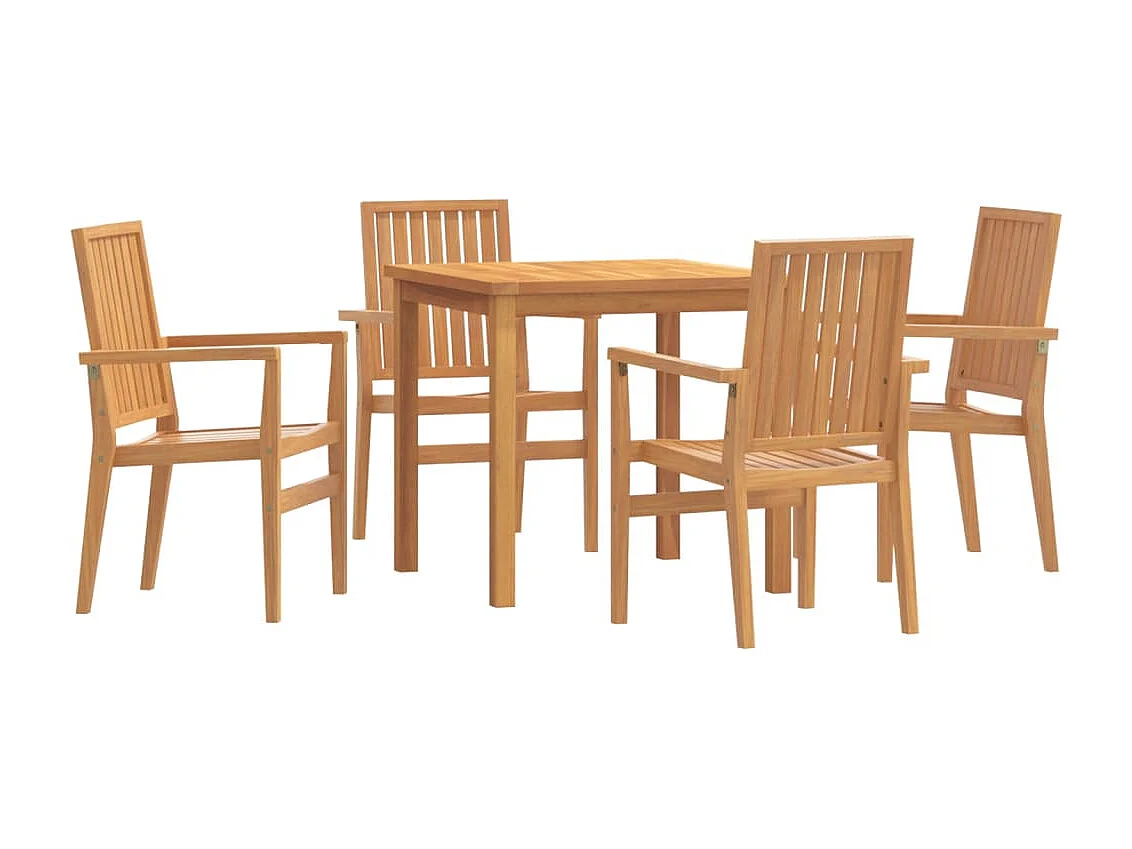 Garden Furniture -  Ensemble à manger de jardin 5pcs Bois de teck massif