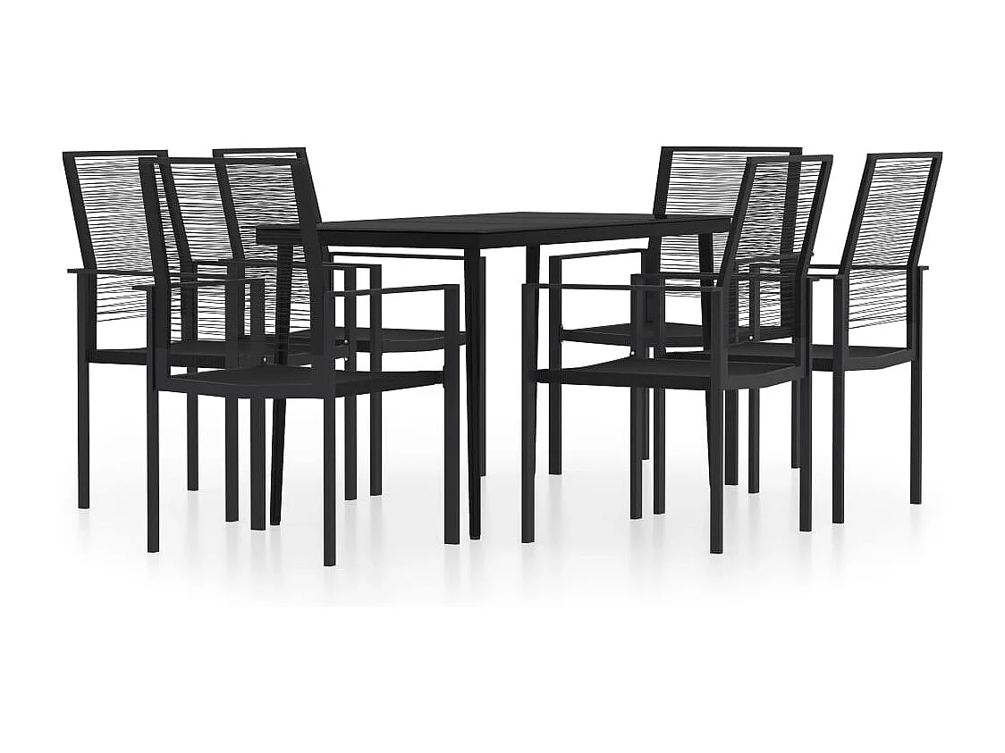 Lucie-Rose  Juego de comedor para jardín 7 piezas negro