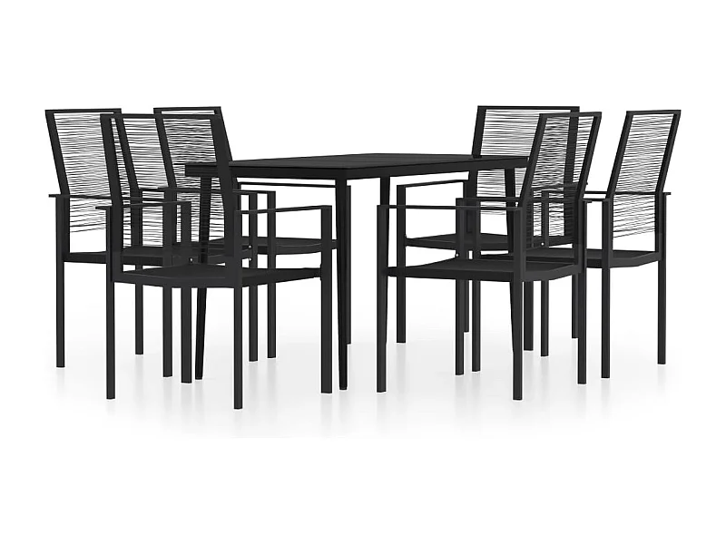 Lucie-Rose  Juego de comedor para jardín 7 piezas negro