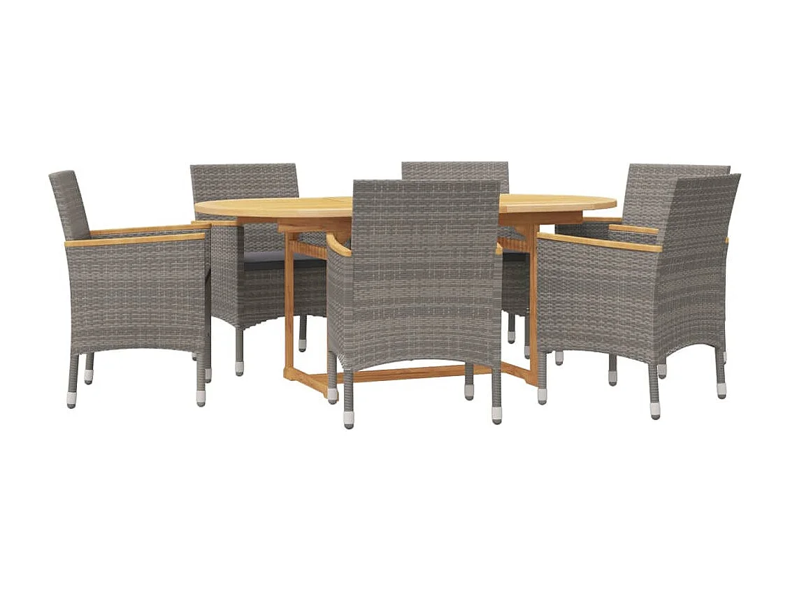 Garden Furniture -  Ensemble à manger de jardin 7 pcs avec coussins Gris