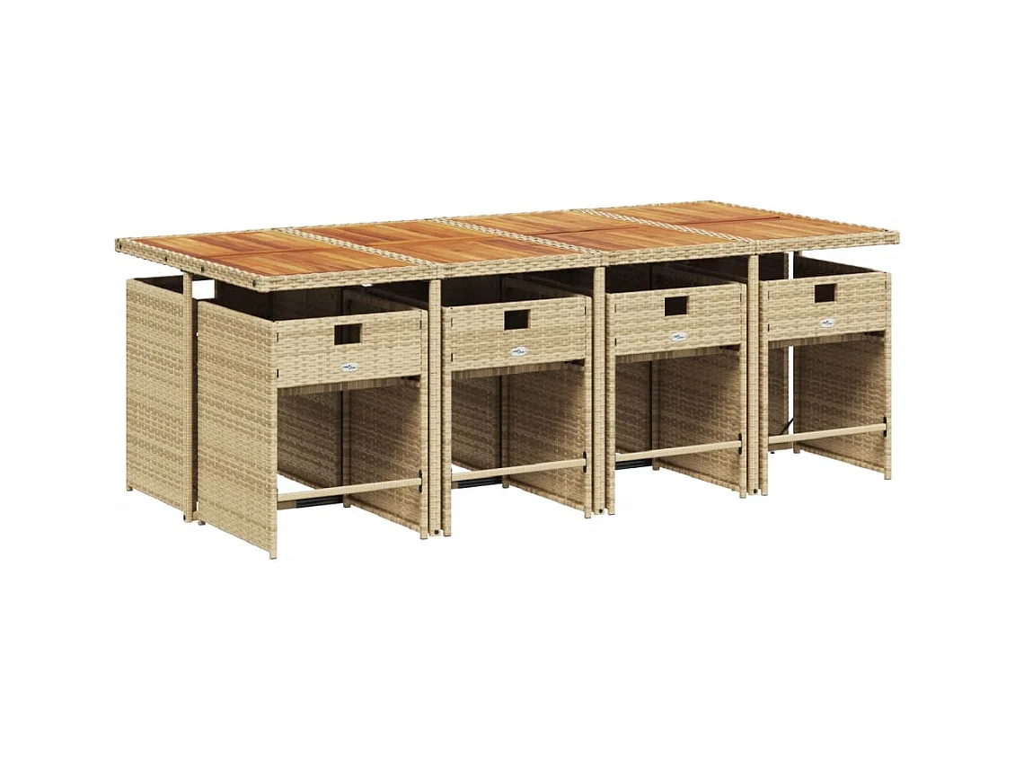 Heeswijk-Dinther  9-delige Tuinset met kussens poly rattan beige