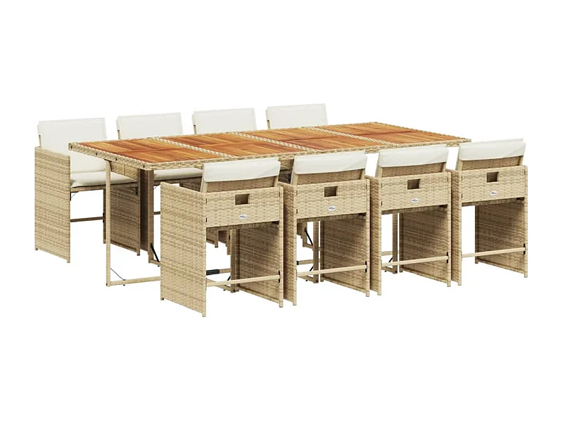 Heeswijk-Dinther  Ensemble à manger de jardin et coussins 9 pcs beige Poly rotin