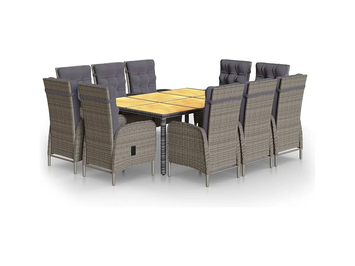 Zidane  Ensemble à manger de jardin 11 pcs résine tressée gris