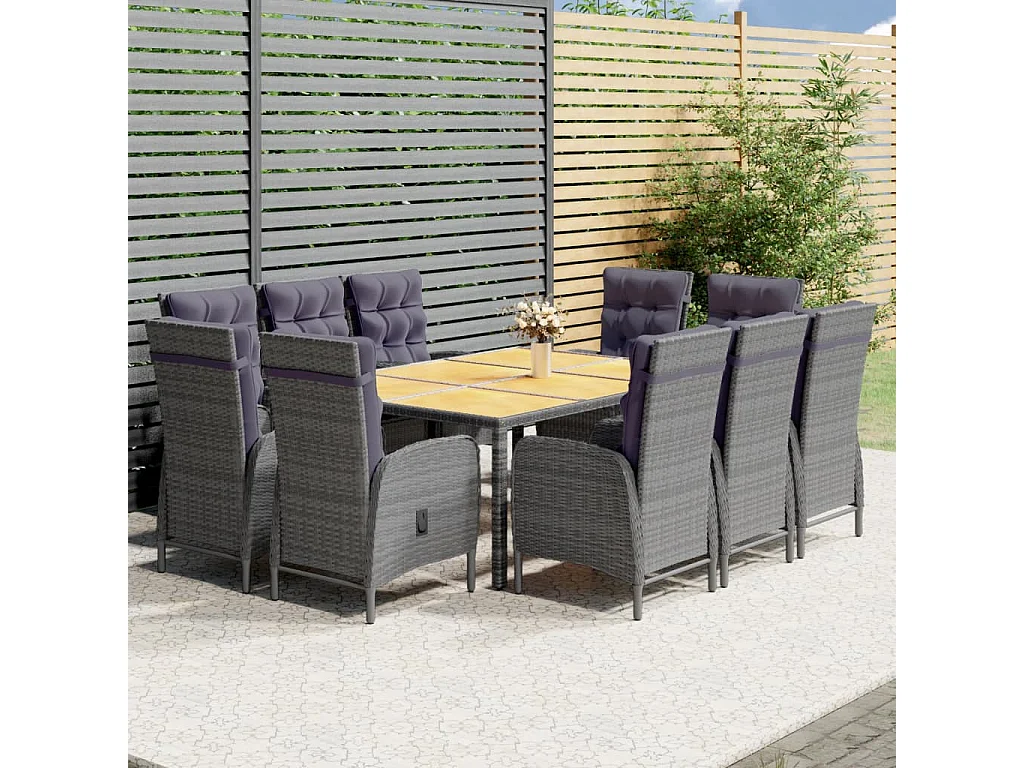 Zidane  11-delige Tuinset poly rattan grijs