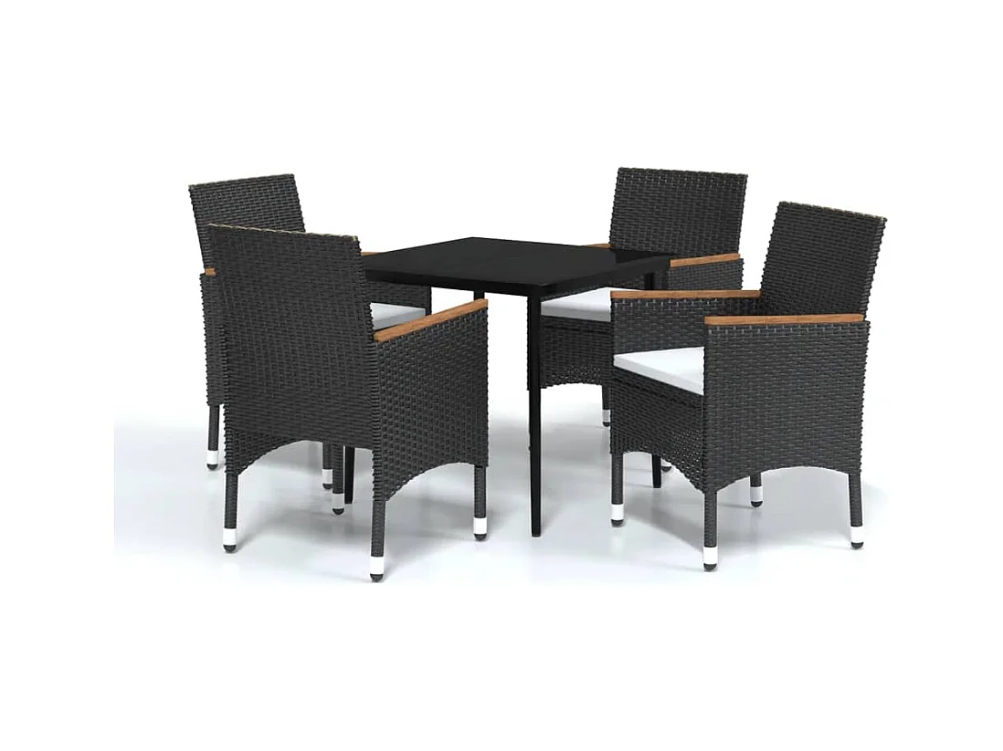 Frynjal  Ensemble à manger de jardin avec coussins 5 pcs Noir