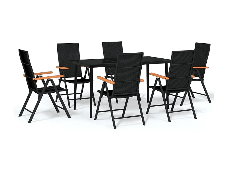 Henna  Ensemble à manger de jardin 7 pcs Noir