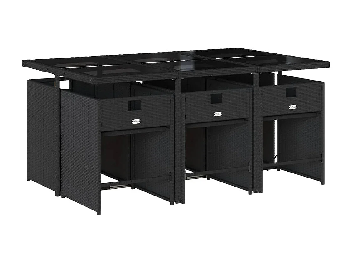 Zele  7-delige Tuinset met kussens poly rattan zwart