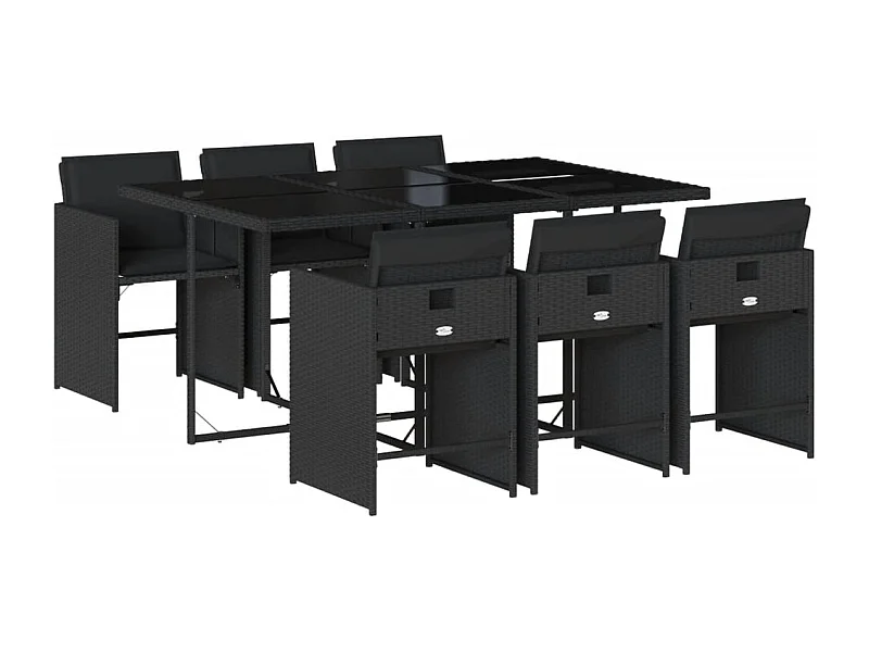 Zele  7-delige Tuinset met kussens poly rattan zwart