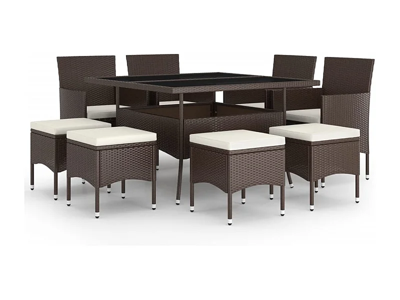 Hanko  9-delige Tuinset poly rattan bruin