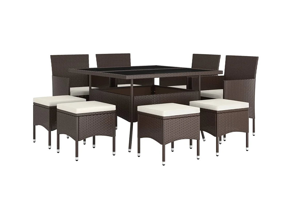 Hanko  9-delige Tuinset poly rattan bruin