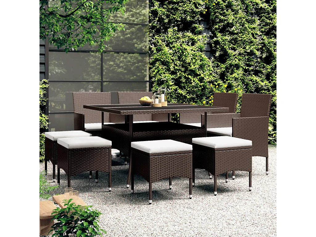 Hanko  9-delige Tuinset poly rattan bruin