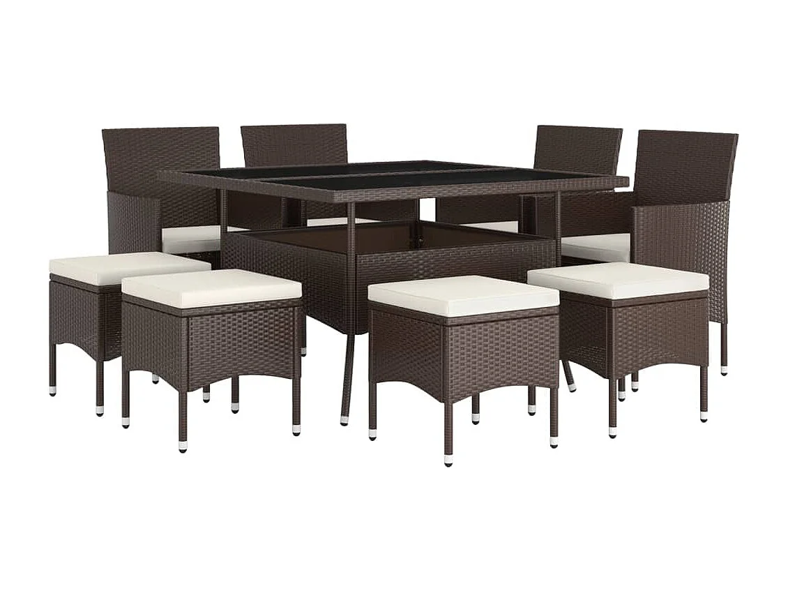 Hanko  9-delige Tuinset poly rattan bruin