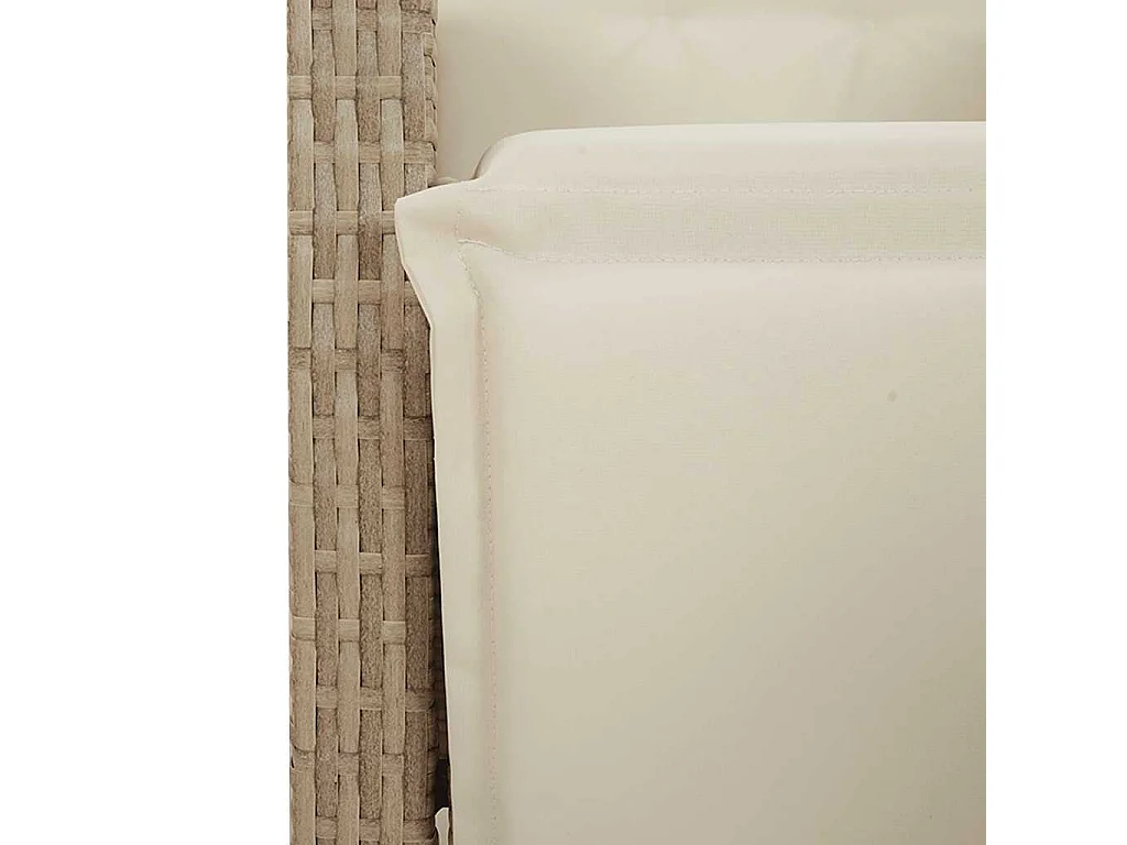 Thomian  Ensemble à manger de jardin et coussins 7 pcs beige poly rotin