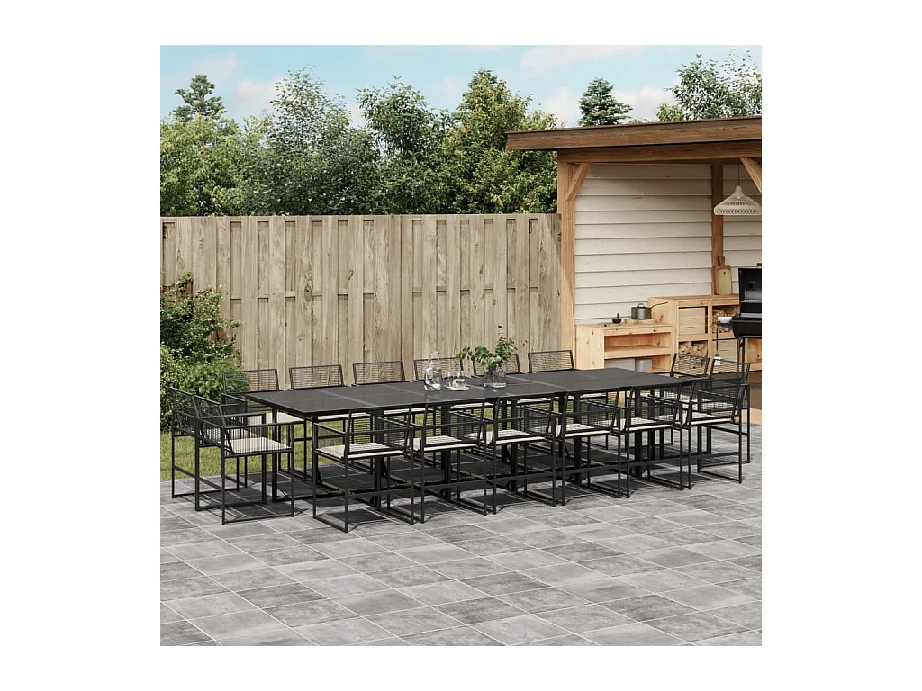 Van Nuys  17-delige Tuinset met kussens poly rattan zwart