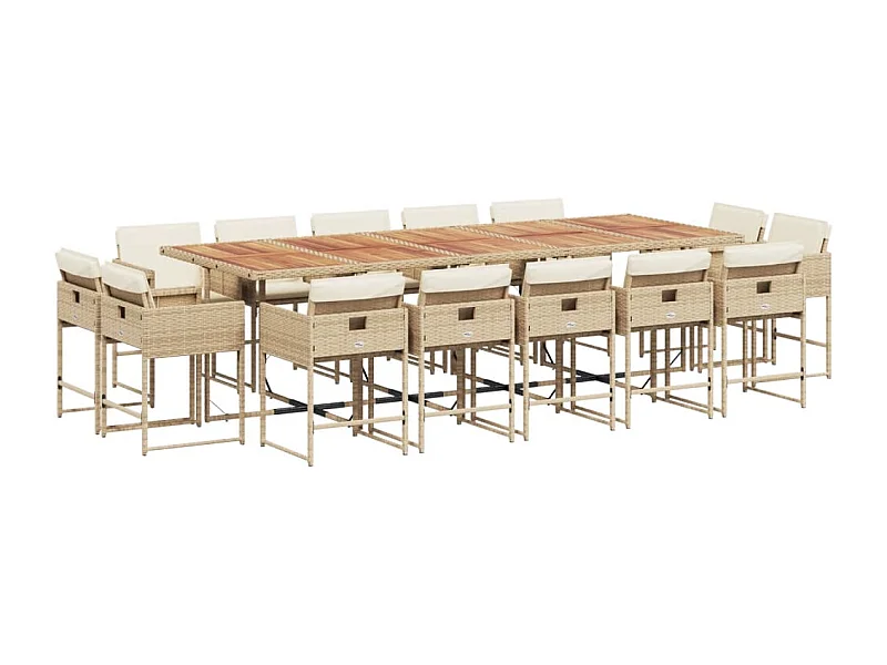 Brienne  Ensemble à manger de jardin et coussins 15 pcs beige