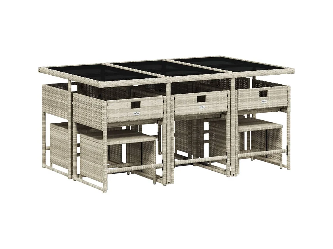 Kirkland  11-delige Tuinset met kussens poly rattan lichtgrijs