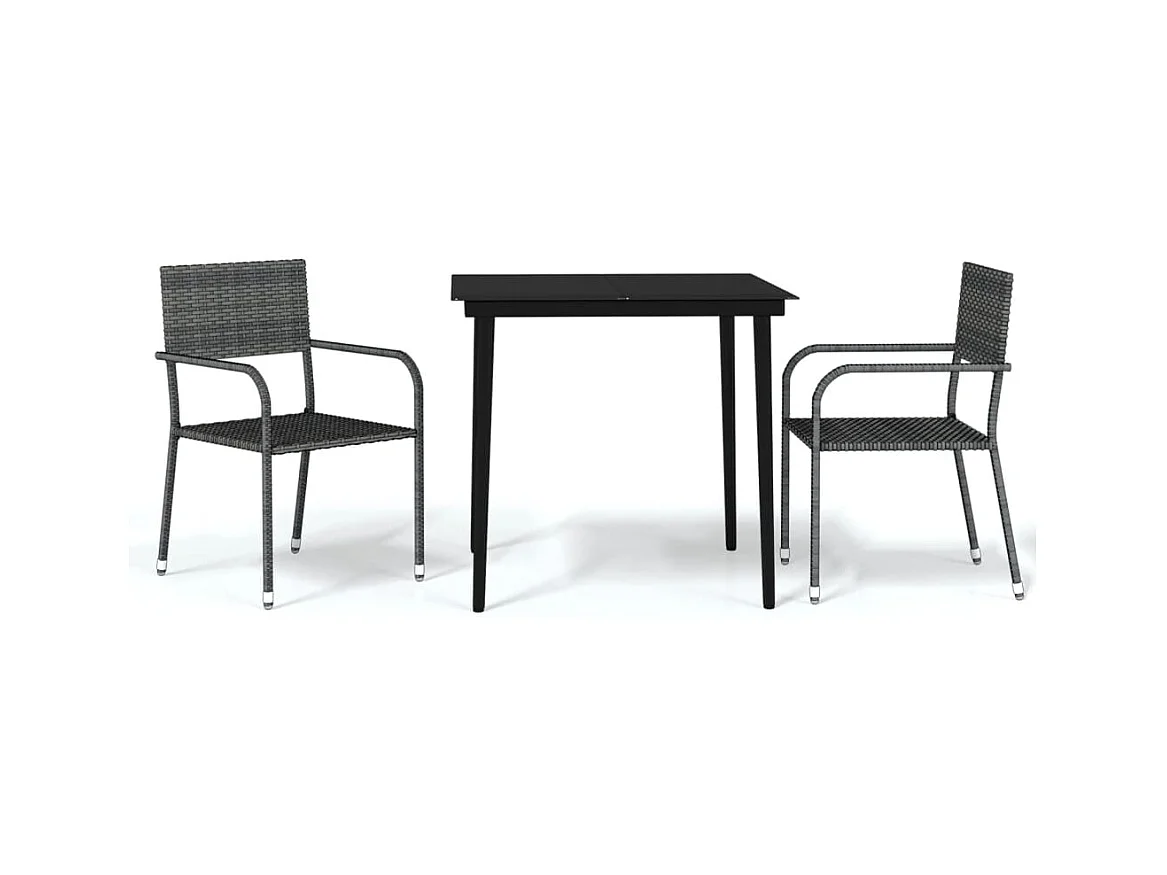 La Verne  Juego de comedor para jardín 3 piezas gris
