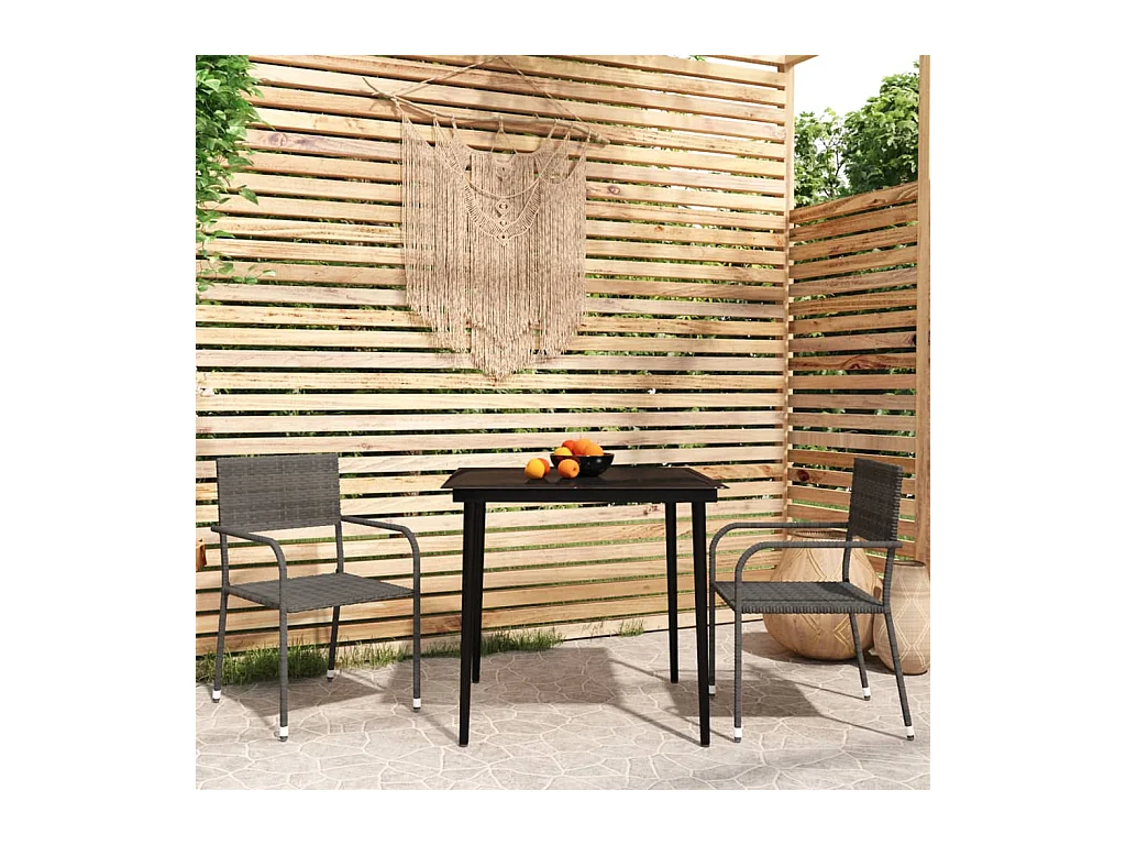 La Verne  Juego de comedor para jardín 3 piezas gris