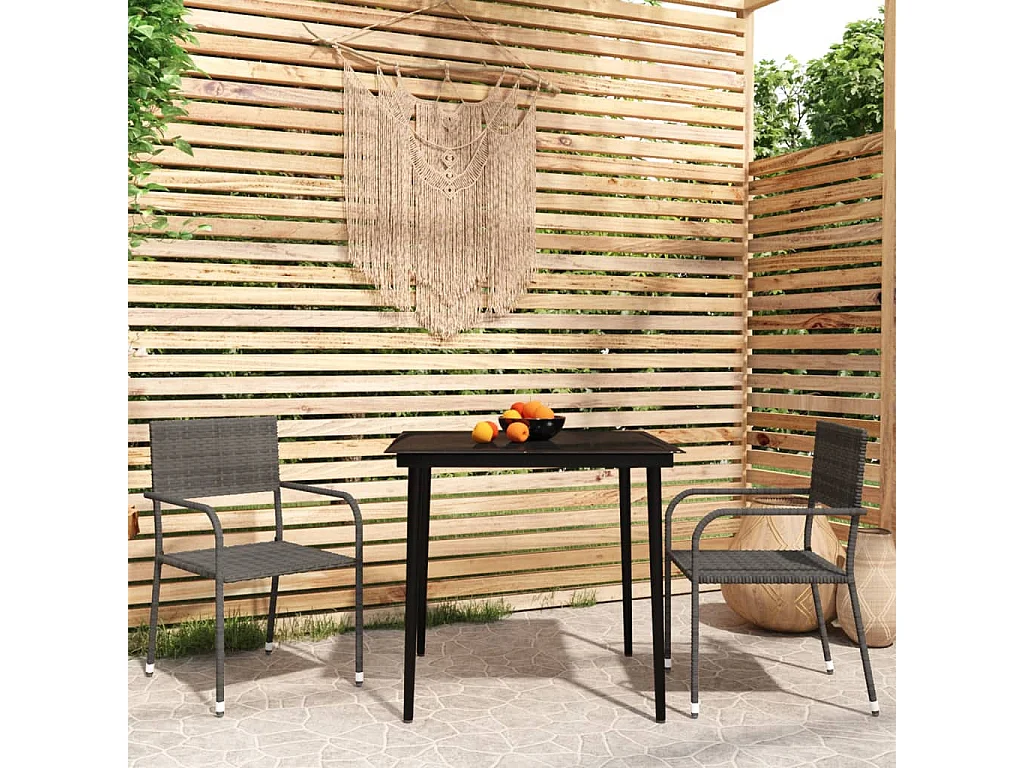 La Verne  Ensemble à manger de jardin 3 pcs Gris