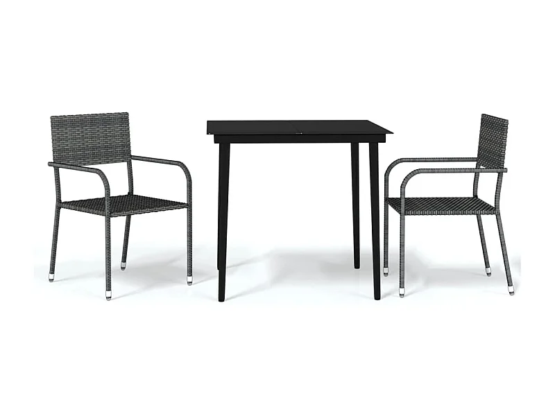 La Verne  Ensemble à manger de jardin 3 pcs Gris