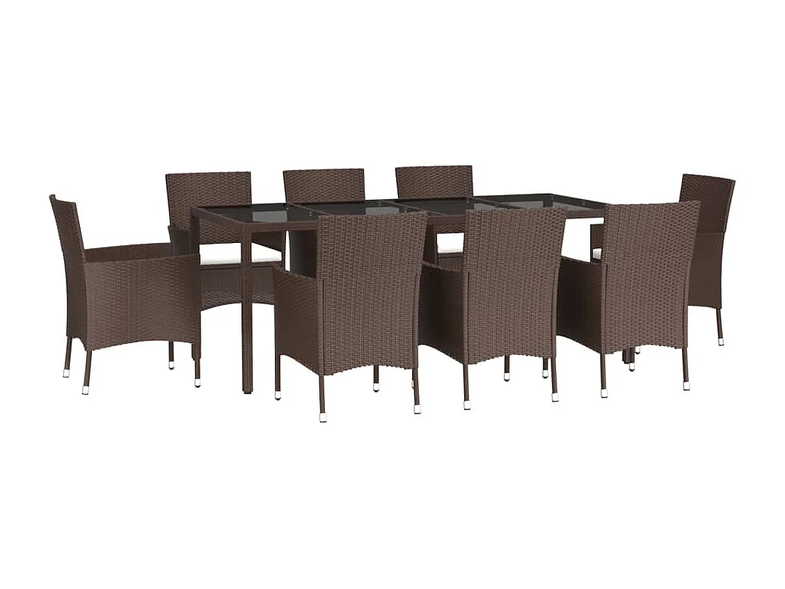 Prolenta Premium -  Ensemble à manger de jardin et coussins 9 pcs marron poly rotin