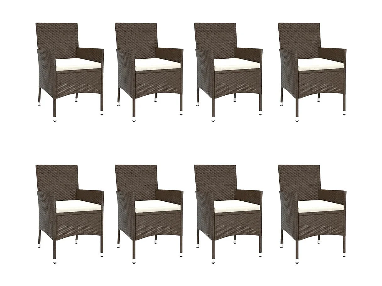 Prolenta Premium -  Ensemble à manger de jardin et coussins 9 pcs marron poly rotin