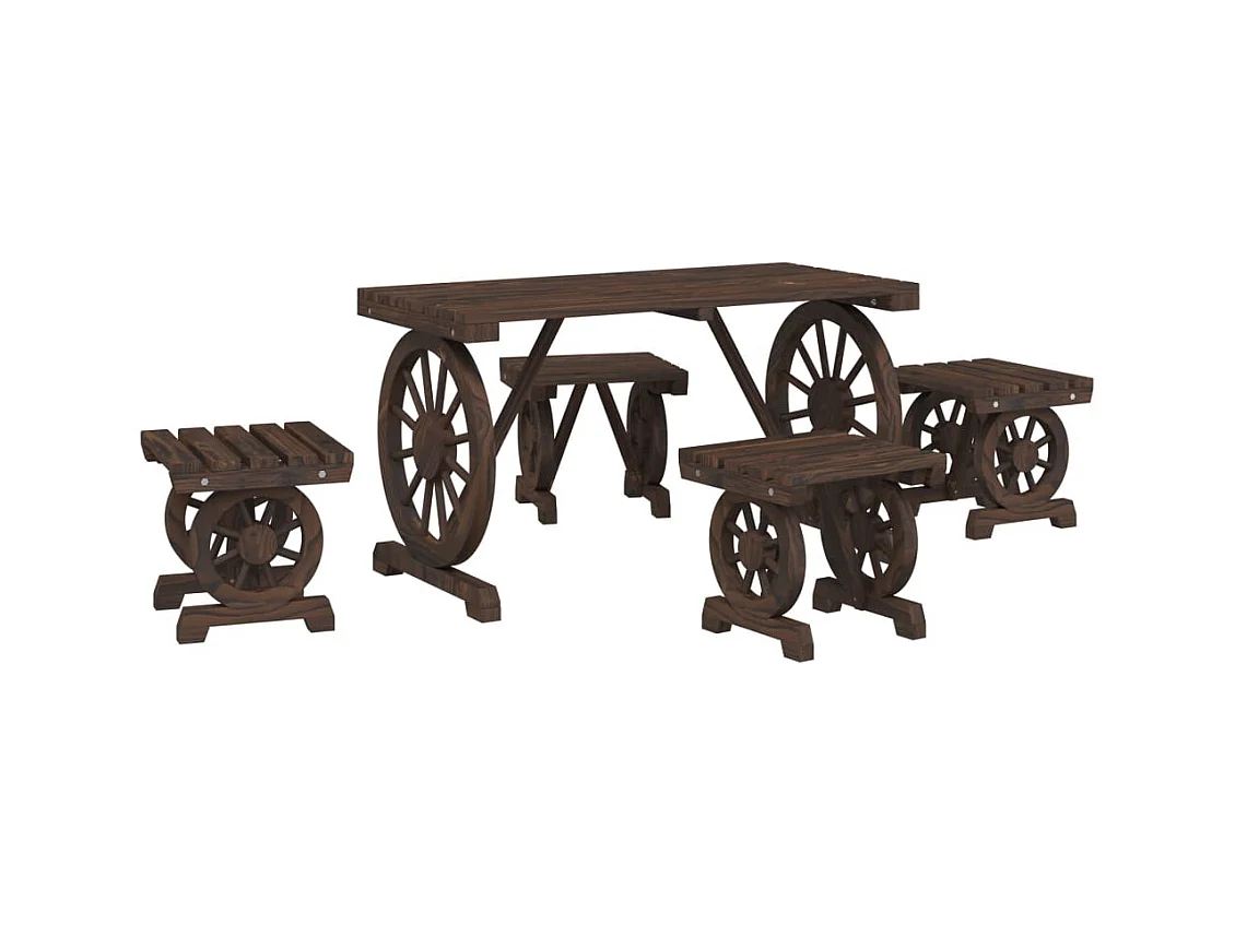 Berthe  Ensemble à manger de jardin 5 pcs bois de sapin massif