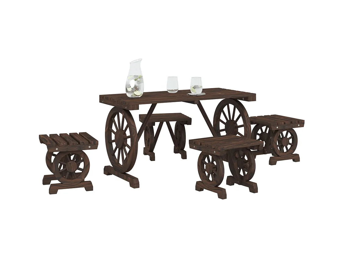 Berthe  Ensemble à manger de jardin 5 pcs bois de sapin massif