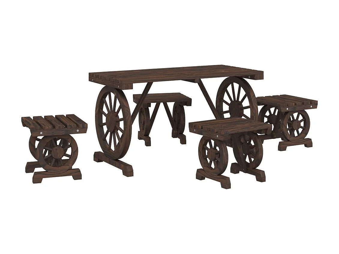 Berthe  Ensemble à manger de jardin 5 pcs bois de sapin massif