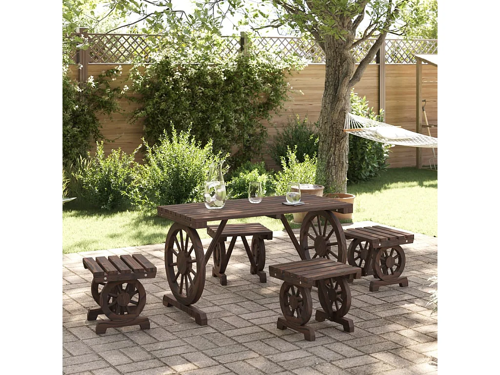 Berthe  Ensemble à manger de jardin 5 pcs bois de sapin massif