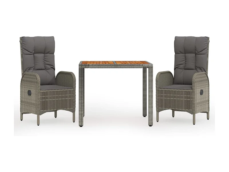 Addison  Ensemble à manger de jardin 3 pcs coussins gris résine tressée