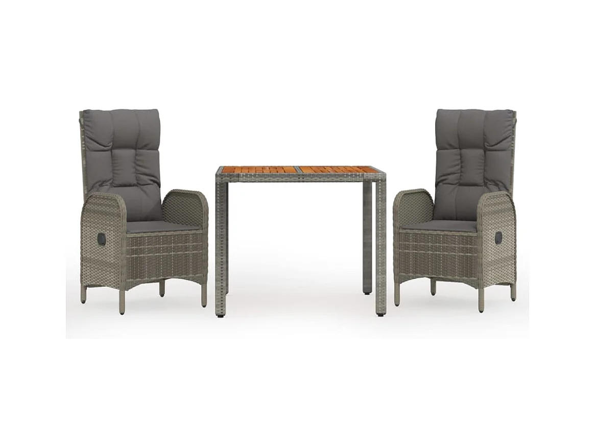 Addison  Ensemble à manger de jardin 3 pcs coussins gris résine tressée