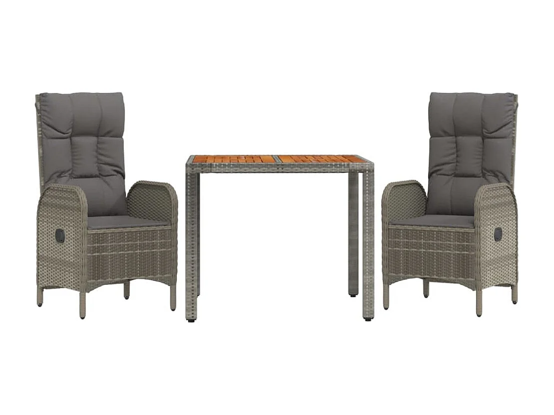 Addison  Ensemble à manger de jardin 3 pcs coussins gris résine tressée