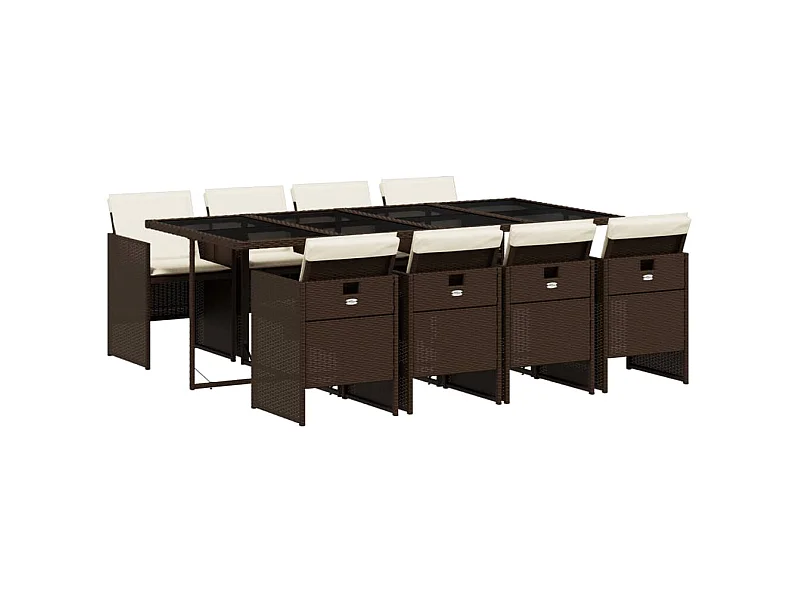 Ljungby  9-delige Tuinset met kussens poly rattan bruin