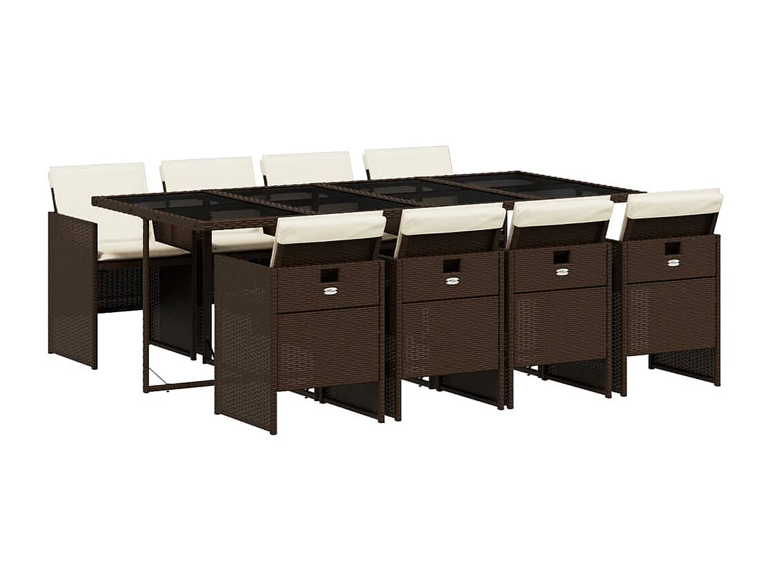 Ljungby  9-delige Tuinset met kussens poly rattan bruin