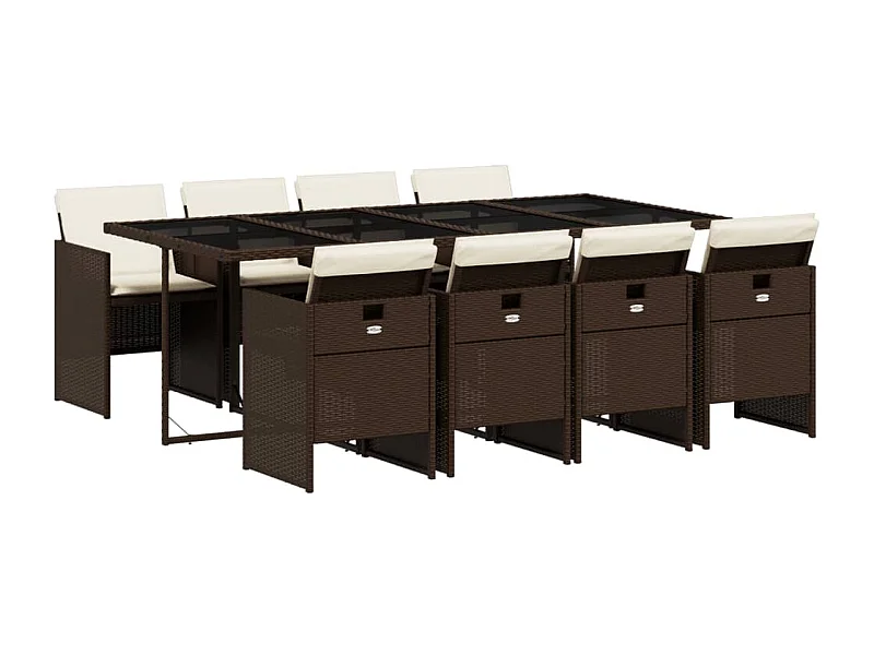 Ljungby  9-delige Tuinset met kussens poly rattan bruin