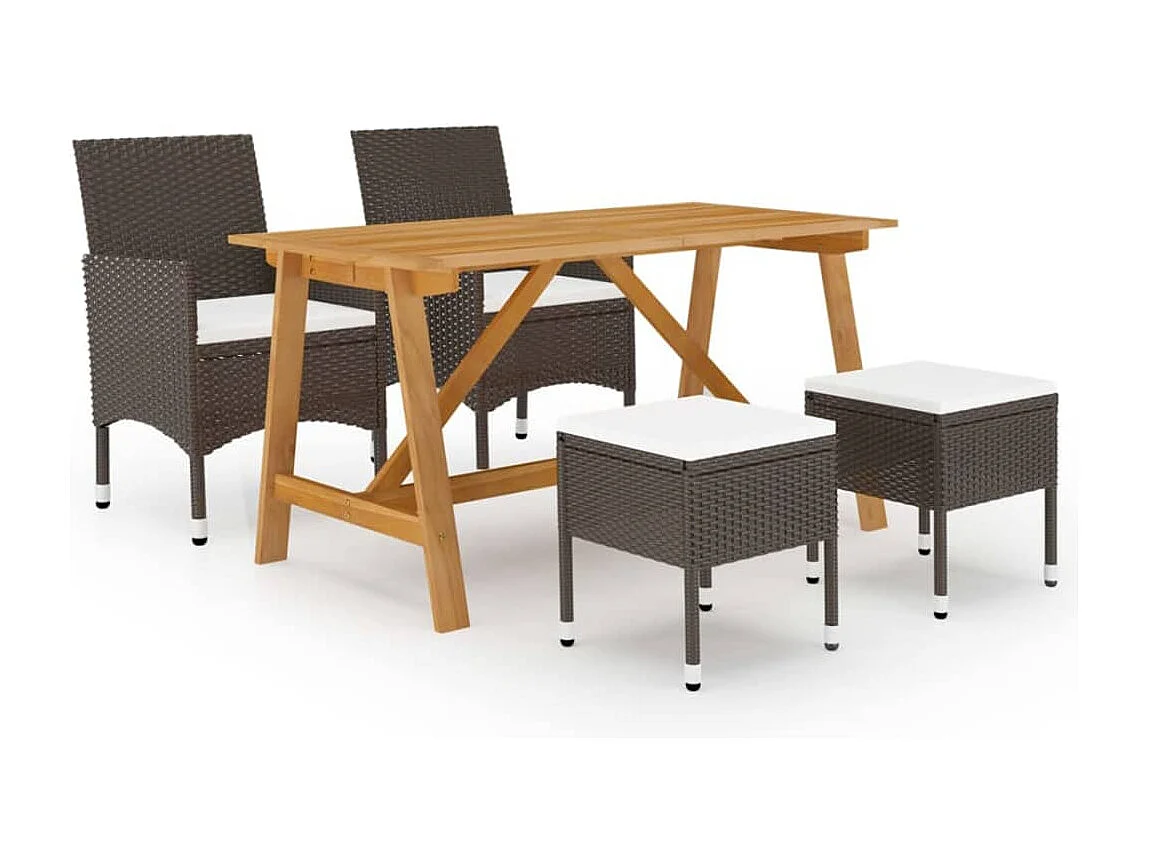 Saluzzo  Ensemble à manger de jardin 5 pcs Marron