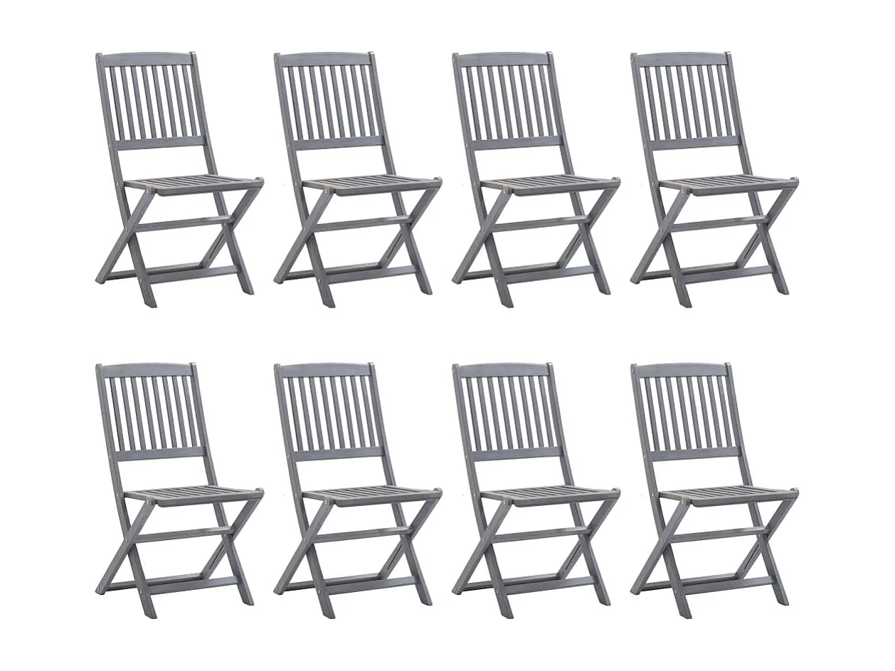 Hyral  Ensemble à manger de jardin 9 pcs Bois d'acacia massif Gris