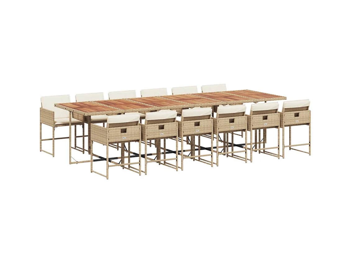 Sener  Ensemble à manger de jardin et coussins 13 pcs beige